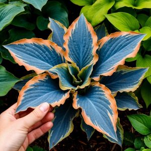 Хоста Океан Вью купить по цене от 960р. в интернет-магазине «Посадика» с доставкой почтой в в Костомукшае и по всей России – [изображение №1].