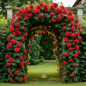 Роза плетистая Алый Триумф купить по цене от 319р. в интернет-магазине «Посадика» с доставкой почтой в в Костомукшае и по всей России – [изображение №1].