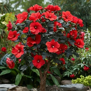 Гибискус Миднайт Роуз купить по цене от 269р. в интернет-магазине «Посадика» с доставкой почтой в в Костомукшае и по всей России – [изображение №1].