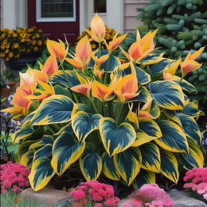 Хоста Флейм Данс купить по цене от 650р. в интернет-магазине «Посадика» с доставкой почтой в в Костомукшае и по всей России – [изображение №1].